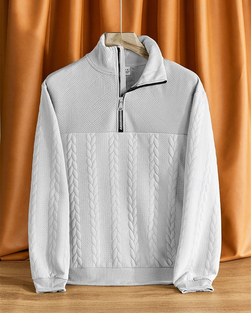 Homme Sweat-shirt Pull Sweat-shirt quart de fermeture éclair Noir Blanche bleu marine Kaki Gris Demi-zip Uni Jacquard Sport & Loisir Occasionnel Quotidien Streetwear Basique Occasionnel Automne Hiver de 2026 ? $30.99 –P16