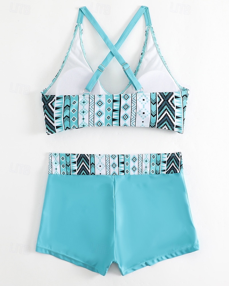 Women's Swimwear 2 Piece Shorts Swimsuit Backless Vacation Beach Wear Geometic V Neck Sleeveless Bathing Suits 2026 - $24.99 –P3