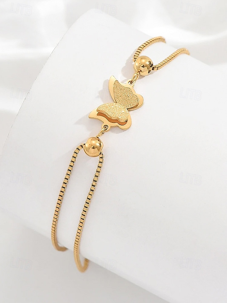 Pulseira de tornozelo feminina em aço inoxidável com estampa de borboleta – disponível em dourado e prateado, design elegante em corrente com detalhes em formato de coração, perfeita para ocasiões casuais e noturnas. de 2026 por $9.99 –P6