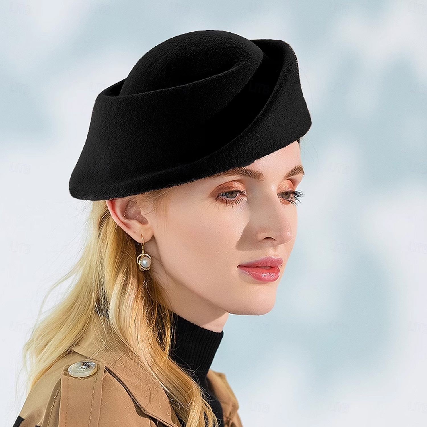 Sombreros 100% lana, boina, sombrero fedora, sombrero platillo, cóctel de boda, elegante tocado de tul de color puro. 2026 - $45.99 –P15