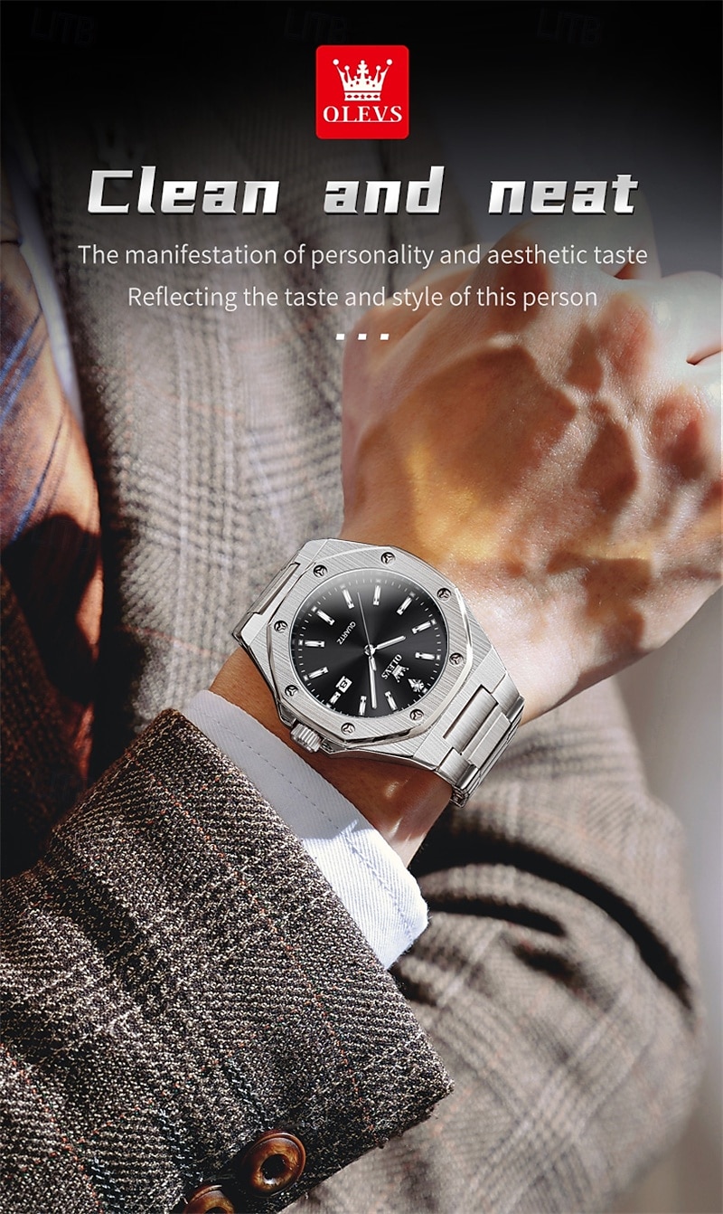 OLEVS Men Quartz Watch Business Luminous Calendar Waterproof Decoration Stainless Steel Watch 2026 - $37.99 –P8