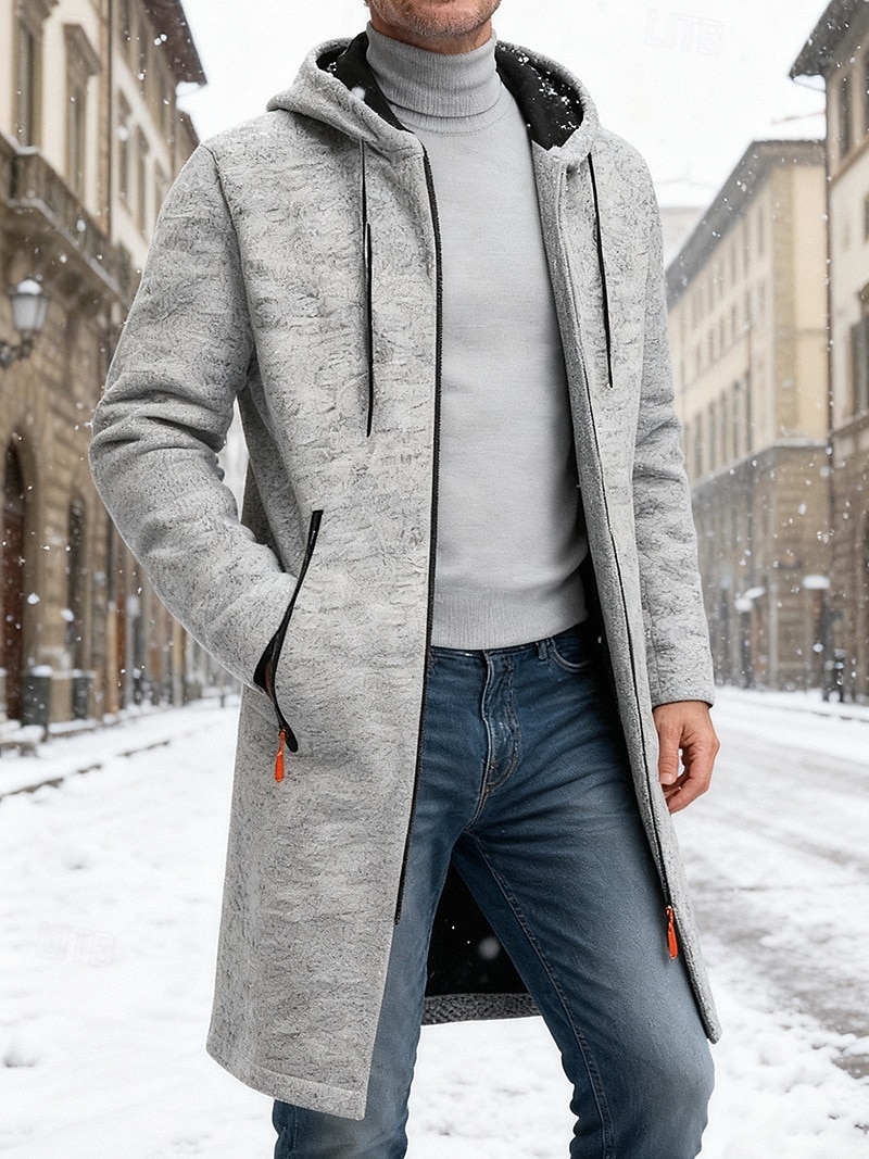 Bărbați Palton de iarnă pardesiu Trenci lung Haină Trench În aer liber Casual Toamnă Iarnă Polyester Termic cald Îmbrăcăminte exterioară Îmbrăcăminte Clasic Modern Simplu Buzunar Capișon 2026 - $39.99 –P3
