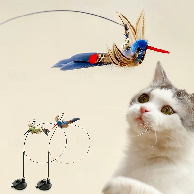Handfree Bird/Feather Cat Wand with Bell Powerful Suction Cup Interactive Toys for Cats Kitten Hunting Exercise Pet Products 2026 - $25.99 –P1