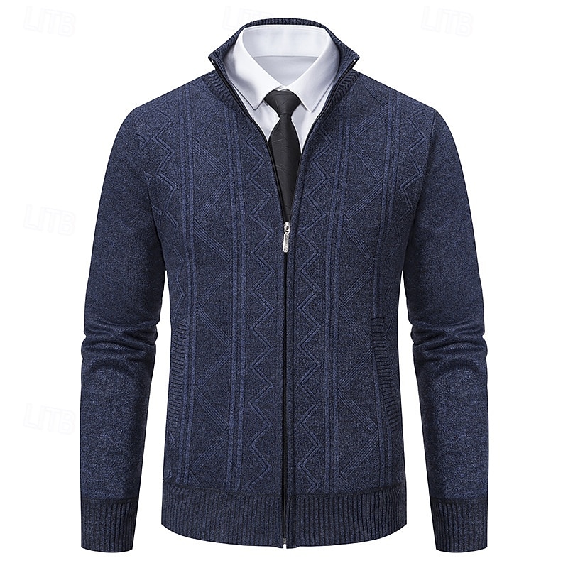 Herre Genser Cardigan Genser Glidelås genser Riflet Strikke Vanlige topper Ta igjen glidelåsen Strikket عادي Høy krage Mote Sjale Virksomhet Avslappet Klær Høst Vinter Burgunder Navyblå M L XL 2026 - $30.99 –P4