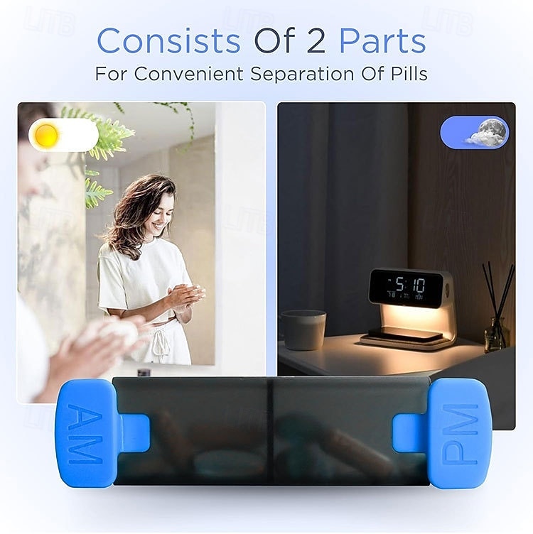 Pilulier hebdomadaire 7 jours avec 2 compartiments journaliers - format voyage, couvercle facile à ouvrir, plastique résistant, blanc - idéal pour les vitamines et l'huile de poisson &stockage de 2026 ? $21.99 –P12