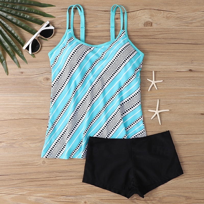 Dam Badkläder 2 st Shorts Baddräkt Öppen rygg Semester Standkläder Blommig U-hals Ärmlös Baddräkter 2026 - $28.99 –P12