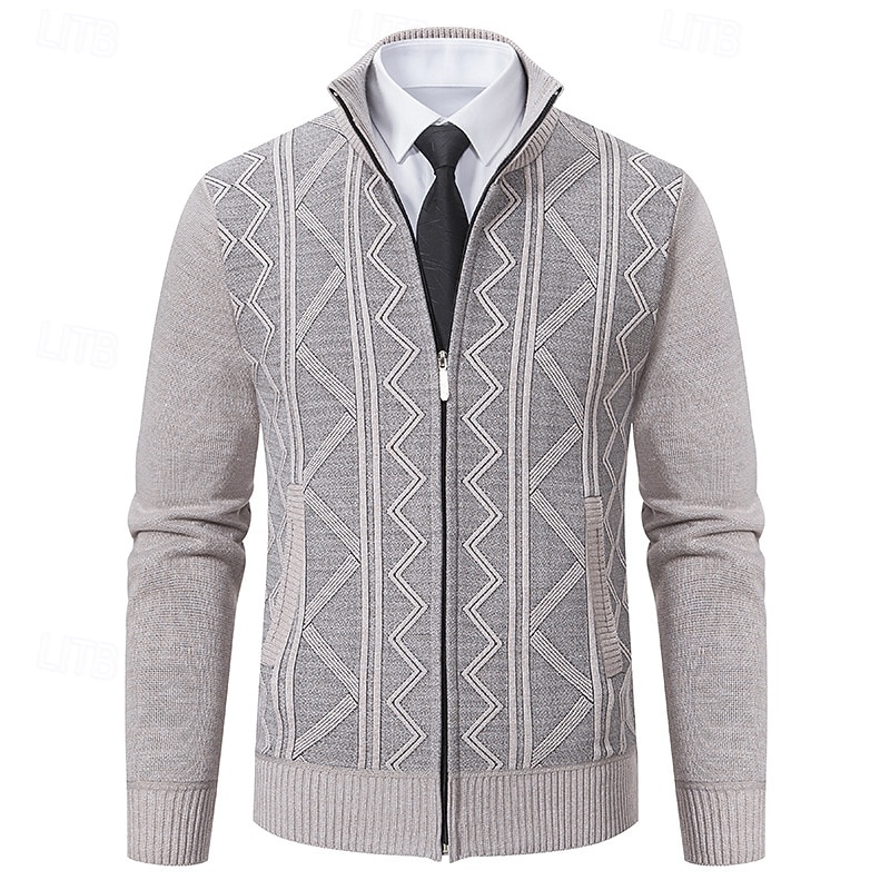 Herre Genser Cardigan Genser Glidelås genser Riflet Strikke Vanlige topper Ta igjen glidelåsen Strikket عادي Høy krage Mote Sjale Virksomhet Avslappet Klær Høst Vinter Burgunder Navyblå M L XL 2026 - $30.99 –P3