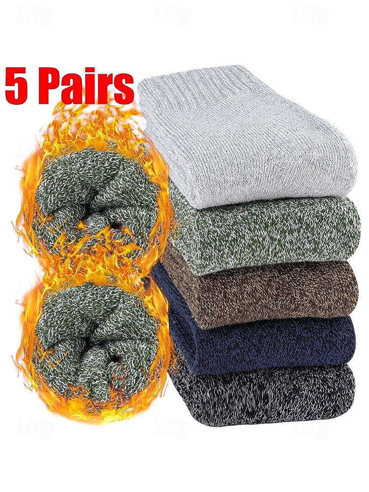 Pánské bavlněné termo ponožky - měkké, teplé, 5 párů, ideální na zimu, outdoorové aktivity a jako vánoční dárek 2026 - $14.99 –P4