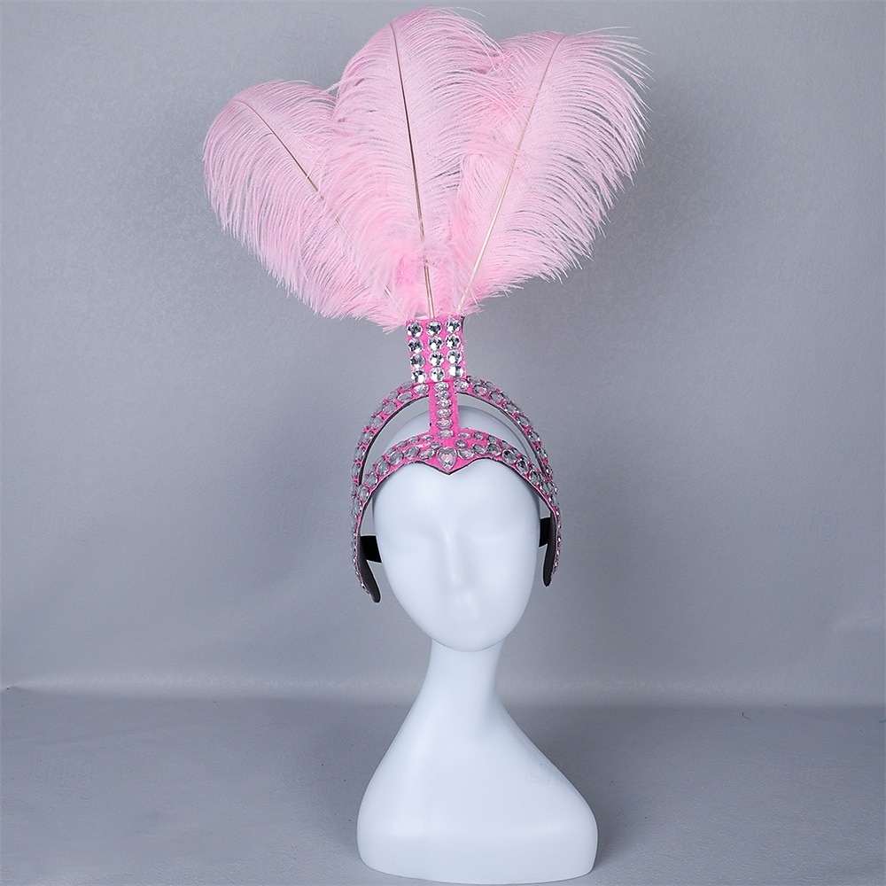Carnaval 2026 Accesorios Samba del Carnaval de Río Diadema de Showgirl de Plumas de Avestruz Blanca - Diadema de Cristales y Piedras - Accesorio de Vestuario Burlesque Gatsby para Festival de Brasil 2026 - $53.99 –P16