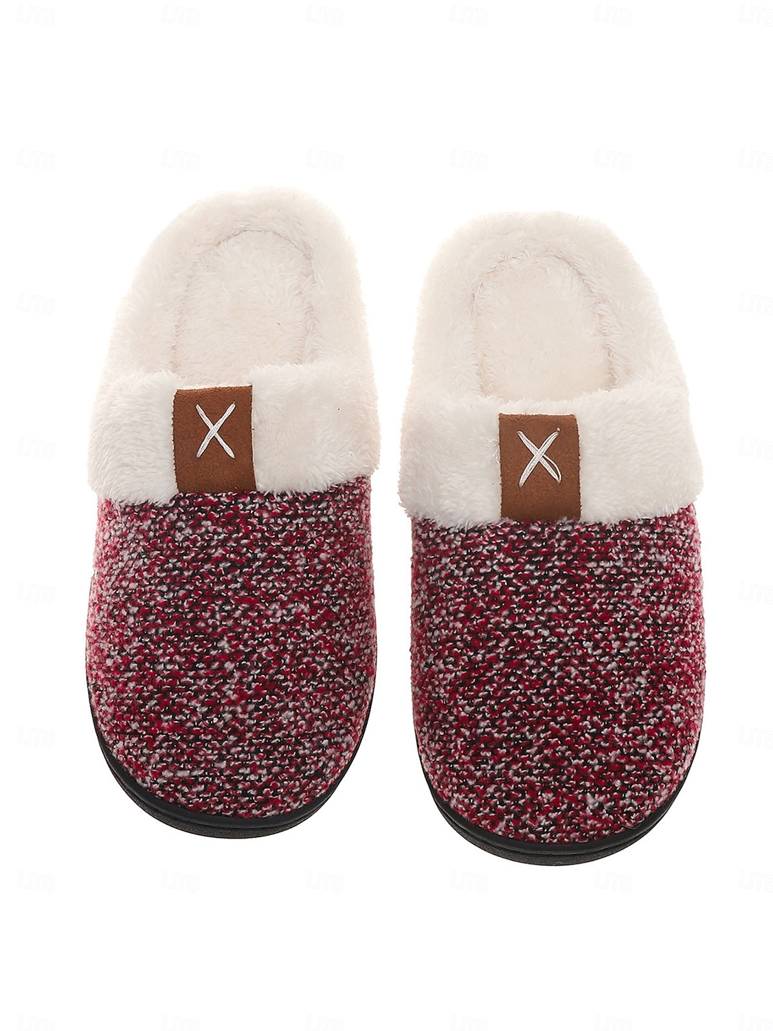 Pantuflas de invierno cálidas de punto para mujer: zapatos de interior con forro polar de felpa y parte trasera completa con suela antideslizante para el hogar y el dormitorio 2026 - $11.99 –P1