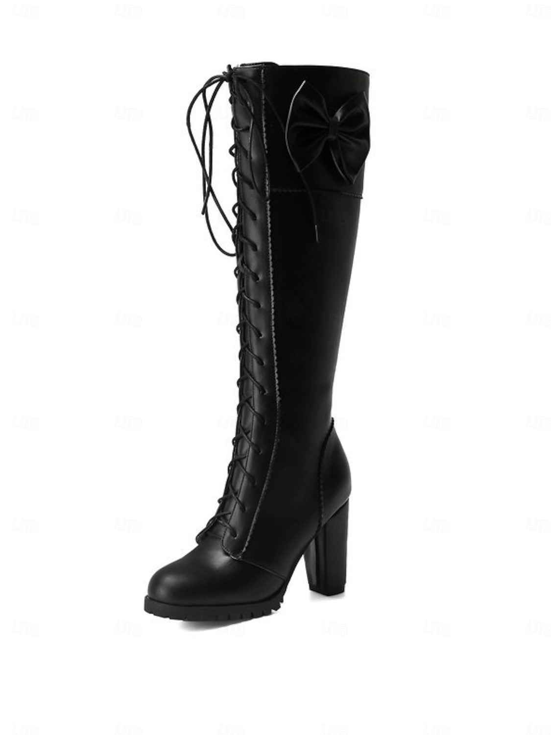 Rote, kniehohe Schnürstiefel für Damen mit Schleifendetail – stylische Stiefel mit Blockabsatz für Herbst und Winter 2026 - $69.99 –P5