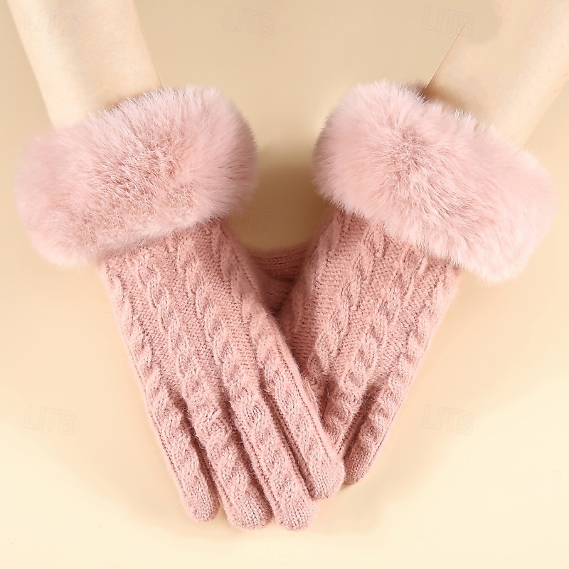 Women's 1 Pair Fingertips / Knitted Gloves Active / Streetwear Gloves - Plain Full Finger 2026 - $11.49 –P1