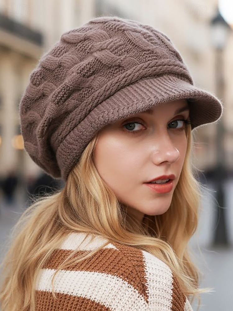 Damska czapka z dzianiny akrylowej z podszewką z polaru, w wielu kolorach, wygodna i stylowa na święta Bożego Narodzenia i zimowe aktywności 2026 - $11.99 –P2