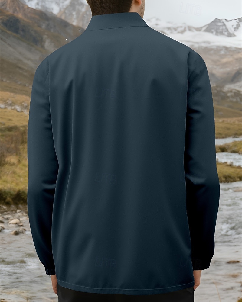 Hombre Chaqueta al aire libre Chaqueta para senderismo Vacaciones Diario Resistente al Viento Mantiene abrigado Bolsillo Otoño Invierno Plano Moda Clásico Escote Chino Regular Amarillo Claro Negro 2026 - $36.99 –P14