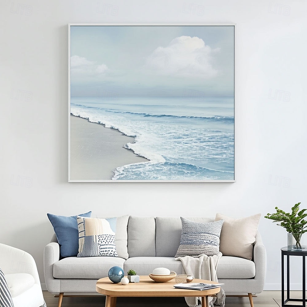 Large Blue Ocean Abstract Painting Light Blue Ocean Abstract Art Ocean Waves Canvas Painting White Textured Wall Art Ocean Waves Wall Art 2026 - $108.99 –P4
