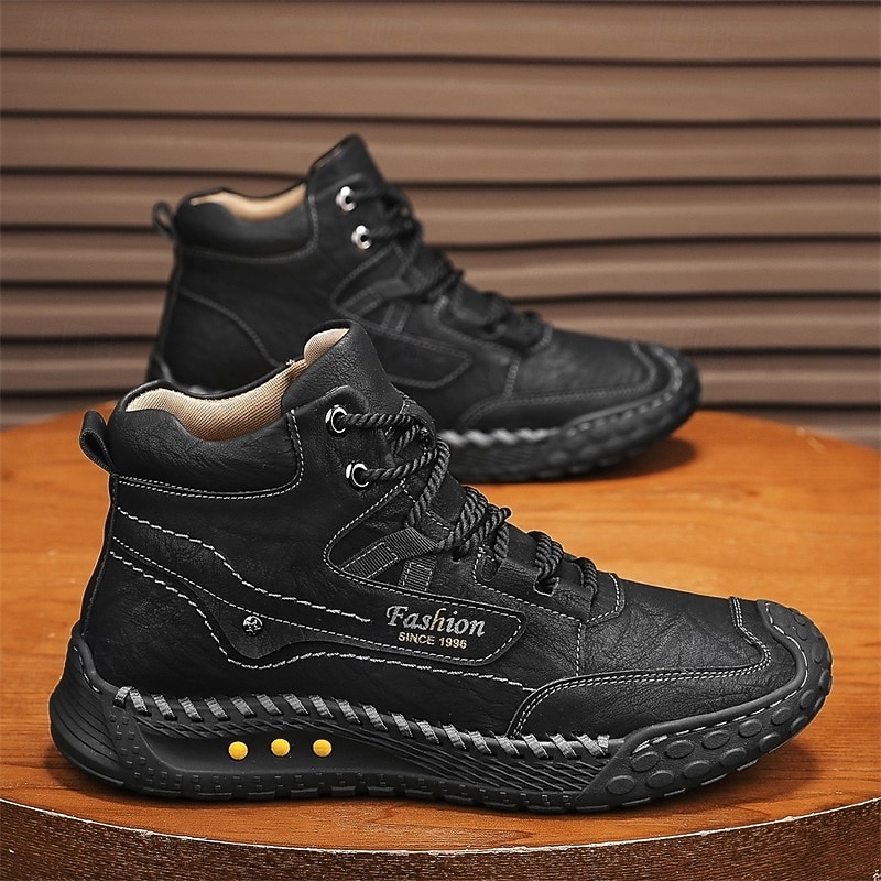 Мужские коричневые высокие повседневные ботинки со шнуровкой, мягкой удобной подошвой, прочные, для прогулок на свежем воздухе, для осени, зимы и повседневной носки 2026 - $54.99 –P1