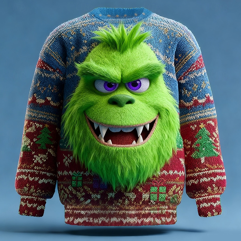 Ugly Christmas Sweater Men's Cartoon Print Holiday Pullover Sweater Jumper Knitwear Crewneck Casual Vacation Daily Festival Knitting Keep Warm Long Sleeve Spring Fall Winter Red -1 Red -2 Red -3 2026 - $39.99 –P3
