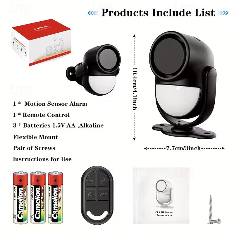 125dB Loud Motion Sensor Alarm Indoor Wireless Infrared Security Motion Detector With Warning Light/Remote Control Suitable for Homes/Sheds/Garages 2025 - $28.99 –P5