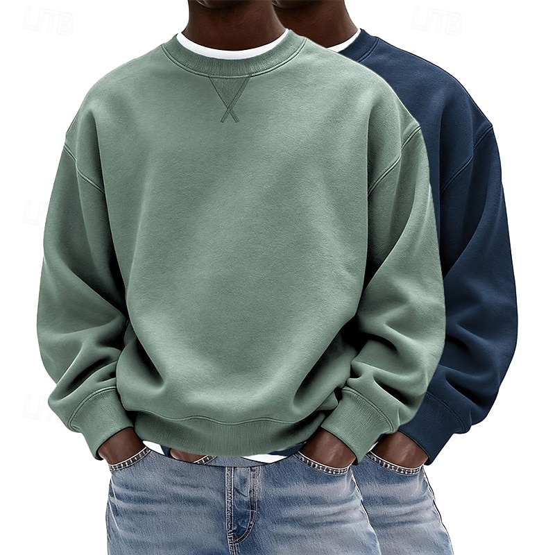 Herren Sweatshirt Pullover Lila + Blau Marineblau + Dunkelgrau Dunkelgrün + Gelb Hellgrün + Marineblau Hellblau + Hellgrün Rundhalsausschnitt Einfach Oversize Sport & Outdoor Lässig Täglich 2026 - $41.99 –P8