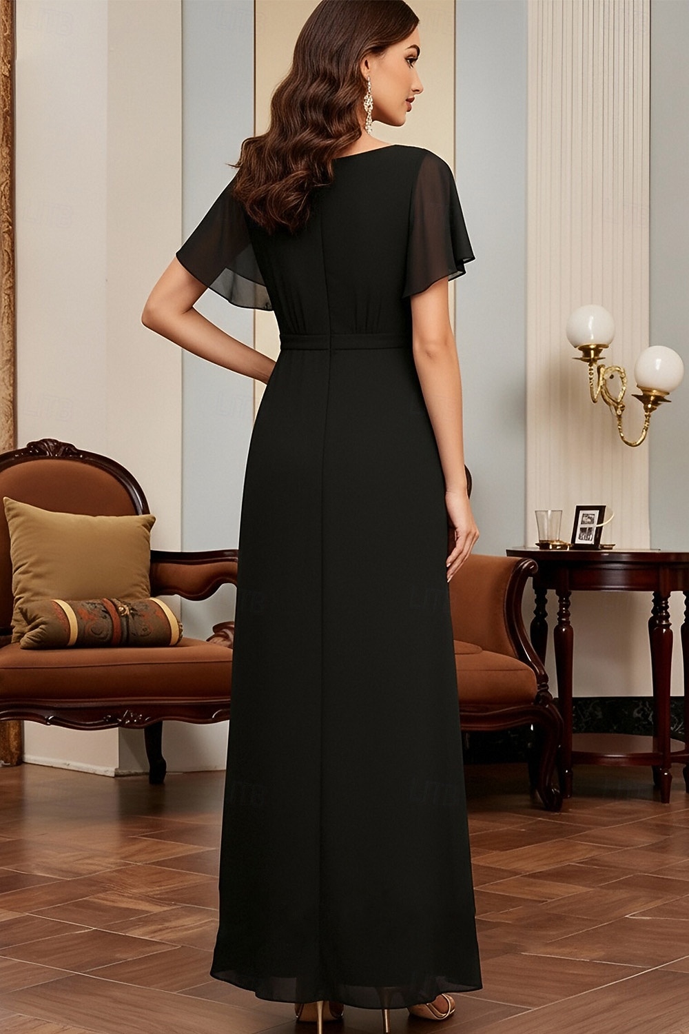 A-Line Ankle Length Party Dress Cocktail Dress Wedding Guest Dress Mother of the Bride Dress Short Sleeve Crew Neck Elegant Minimalist Formal Wedding Guest Chiffon with Ruched Crystals Solid Color 2026 - $160.99 –P2