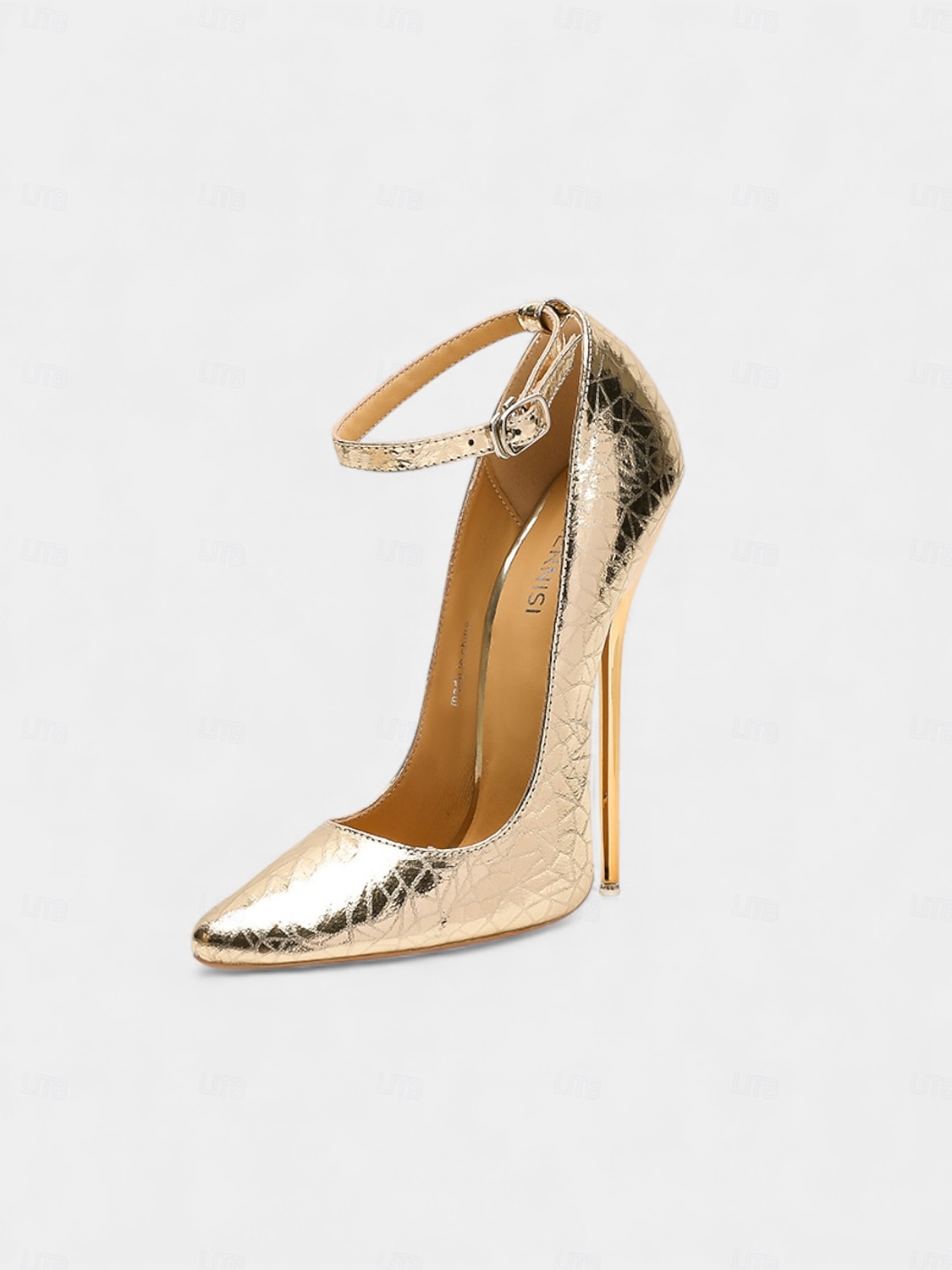 Scarpe con tacco a spillo da donna in vera pelle color oro con cinturino alla caviglia - lussuose scarpe con tacco alto e punta aguzza per feste, serate ed eventi da cocktail del 2026 a $109.99 –P1