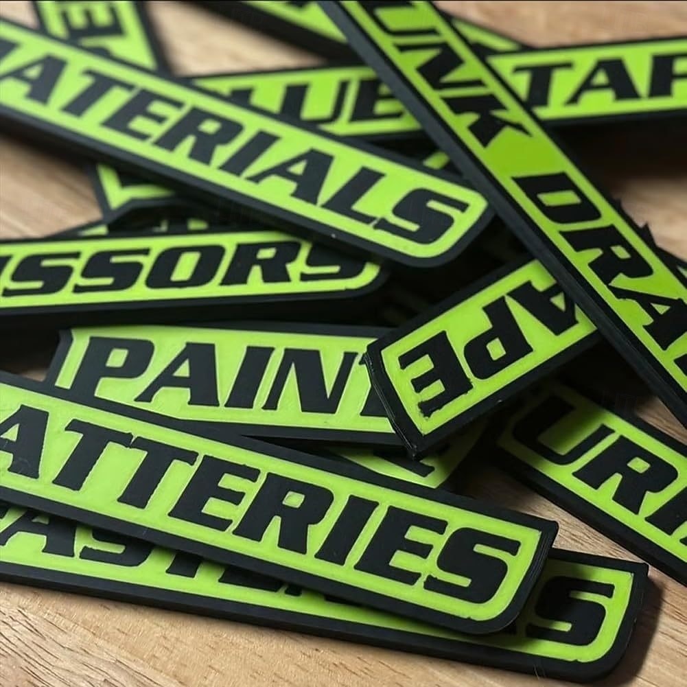 12 kappaleen pakkaus magneettisia työkalupakkietikettejä, 3D-tulostettuja työkalupakkietikettejä, yleisiä työkalupakkien järjestelytarvikkeita, uudelleenkäytettäviä etikettejä teräksisille 2026 - $15.99 –P12