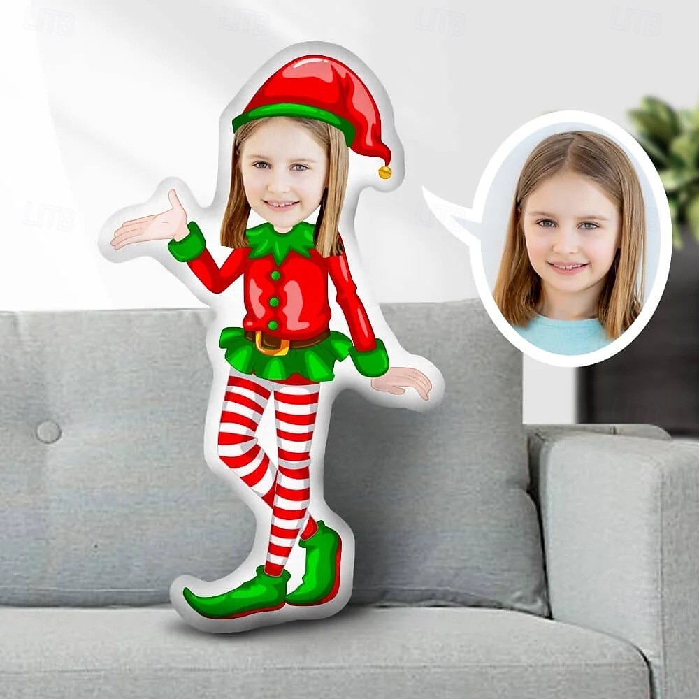 Personalized Customized Christmas Photo Face Pillow Creative DIY Humanoid Cushion Funny Birthday Gift For Friends Unique Picture Pillow Custom Photo Gifts Xmas 2026 - $17.49 –P1