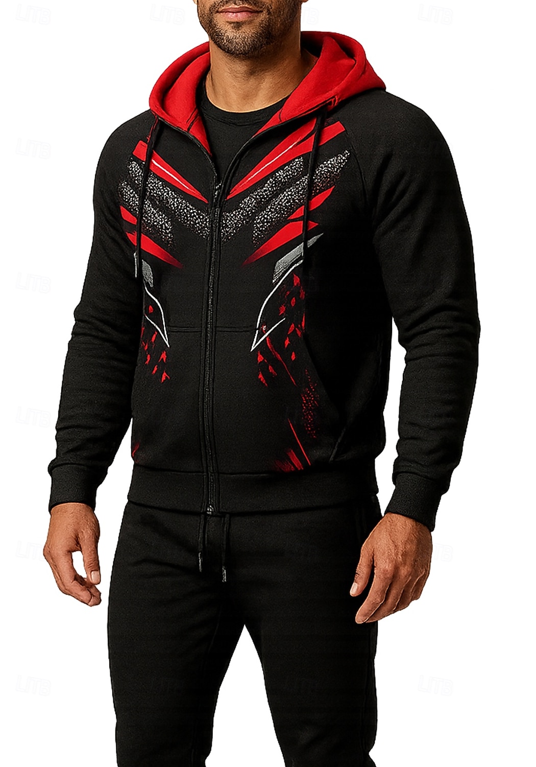 Men's Hoodie Tracksuit 2 Piece Tracksuit Drawstring Zip Up Geometric Clothing Suit Fall Black Vocation Outdoor Travel Lightweight Fashion Long Sleeve Sport Activewear Stretchy Regular Fit 2025 - $41.99 –P3