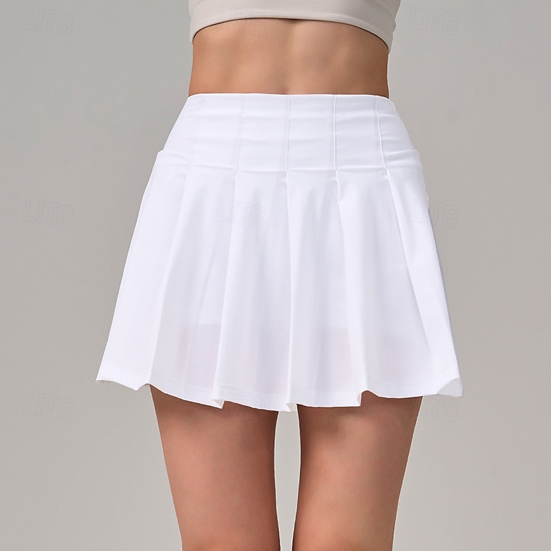 Per donna Tinta unita Gonna casual Gonne da tennis Gonne a pieghe Gonna con pantaloncini 2 in 1 Asciugatura Rapida Tennis Corsa Atletico Pantaloni Bianco Nero Blu Abbigliamento da tennis del 2026 a $23.99 –P4
