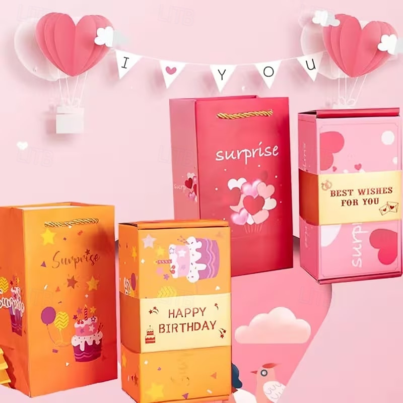 קופסת מתנה קופצת הפתעה קופצת קפיצה לימי הולדת, יום האהבה, חג המולד, חתונות, פסטיבלים, מזומן, פיצוץ, קופסת מעטפה אדומה יוקרתית, קופסת מתנה למסיבה 2026 - $10.99 –P15