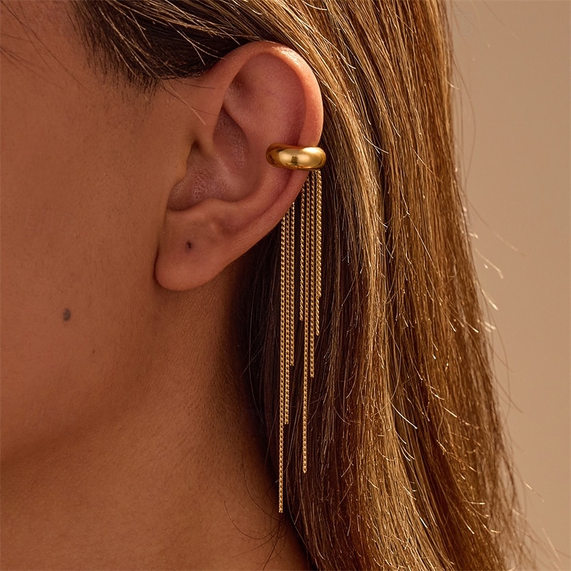 1PC Ear Cuff Ear Clips For Women's Street Date Beach Stainless Steel Tassel Fringe 2026 - $17.99 –P1