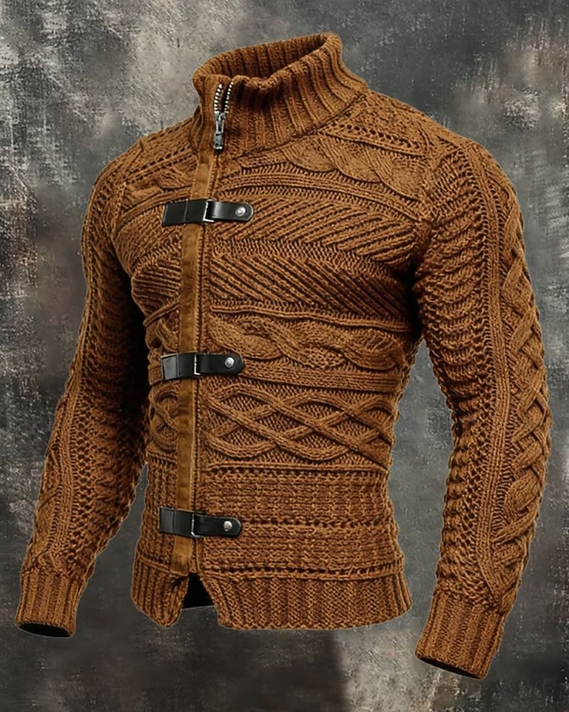 Men's Sweater Pullover Sweater Jumper Zip Sweater Knit Sweater Ribbed Knit Regular Tops Knitted Plain Turtleneck Streetwear Modern Casual Daily Wear Clothing Apparel Fall Winter Black Dark Navy S M L 2026 - $42.99 –P1