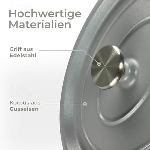 чугунная овальная кастрюля с крышкой-каплесборником светло-серого цвета 2025 - $123.99 –P4