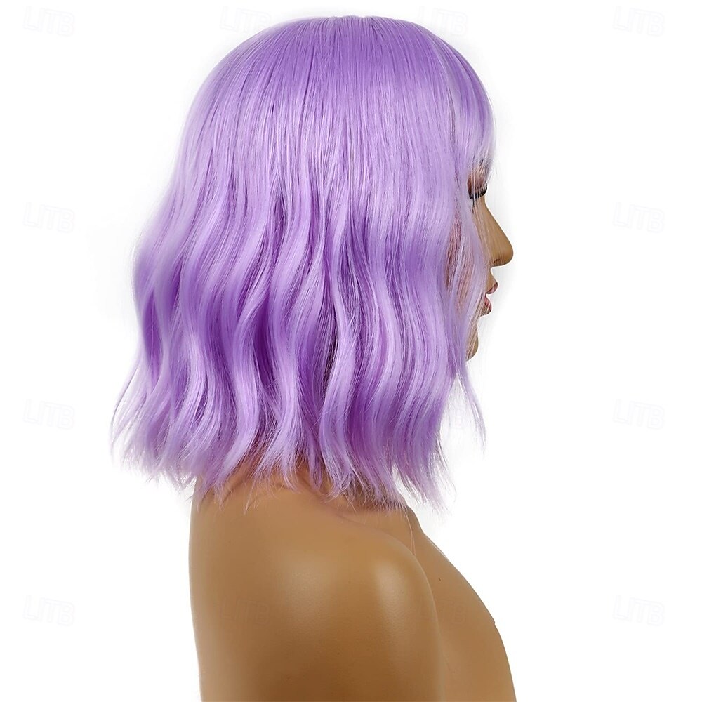 Carnival Wig 2026 Pink Blue Purple Curly Bob Short Synthetic Festival Wig Mardi Gras Parade Cosplay Costume Hair for Women 2026 - $21.99 –P2
