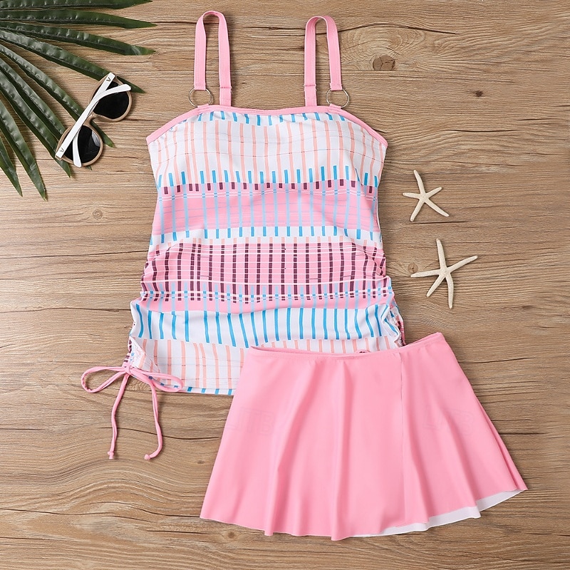Γυναικεία Μαγιό 2 κομμάτι Φούστα Μαγιό Εξώπλατο Διακοπές Ρούχα παραλίας Ριγέ Στρογγυλή Λαιμόκοψη Αμάνικο Μαγιό 2026 - $28.99 –P5
