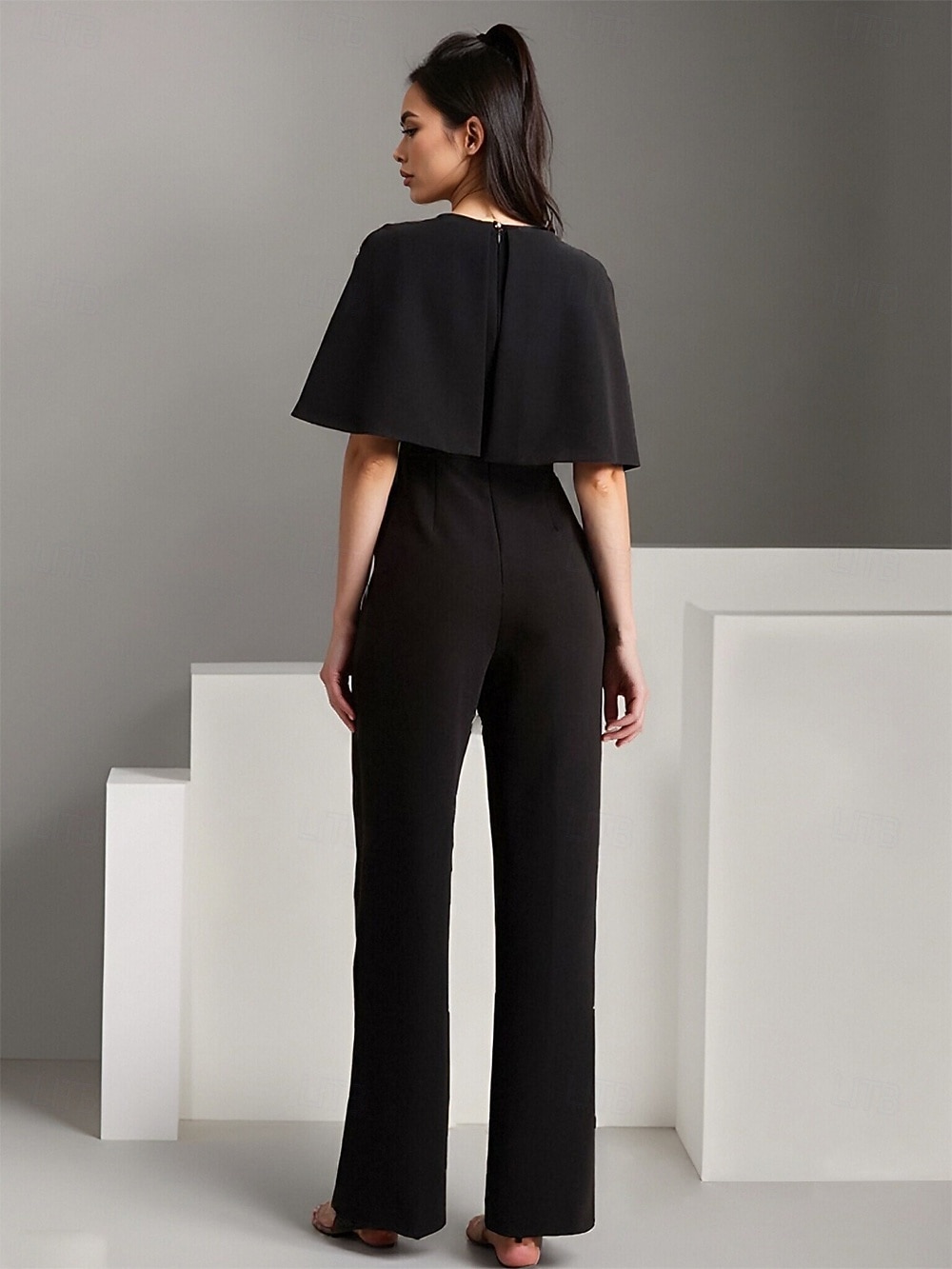 Overalls Bodenlang Brautmutterkleid Ärmellos Rundhalsausschnitt Elegant Einfach Hochzeitsgast Formeller Abend Stretchstoff mit Einfarbig 2026 - $142.99 –P3