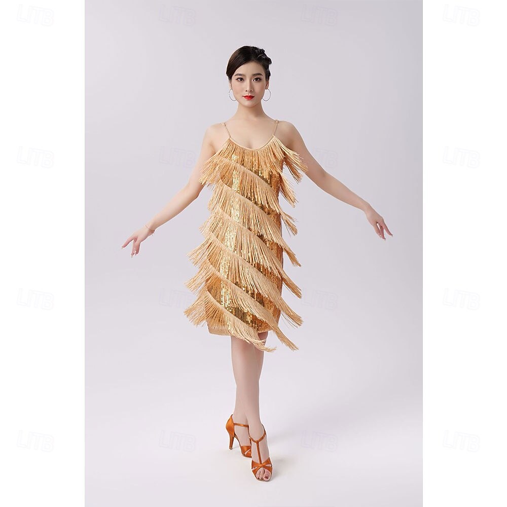 Samba Dancewear Ženské salsa latinské taneční šaty se třásněmi a flitry kostým pro ballroom tanec na karneval 2026 - $50.99 –P8