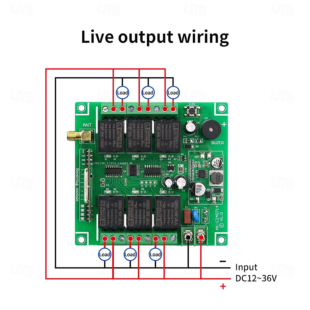 2025年 DC12V 24V 36V 6ch RFワイヤレスリモートコントロールスイッチ ガレージドアモーター リモートRFトランスミッターレシーバー 433MHz  コレクション – $37.99 –P7