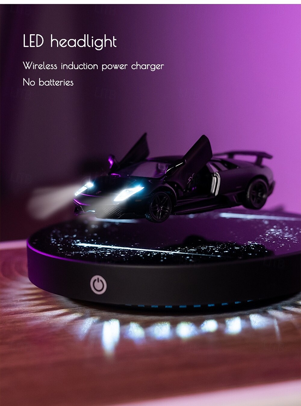 Magnetic Levitation Black Cast Car with Luminous Circular Starry Sky Base Featuring Real LED Energy-saving Lighting Effect Controlled By Switch Freely Rotating in The Air for Valentine's Day Gift 2026 - $109.99 –P2