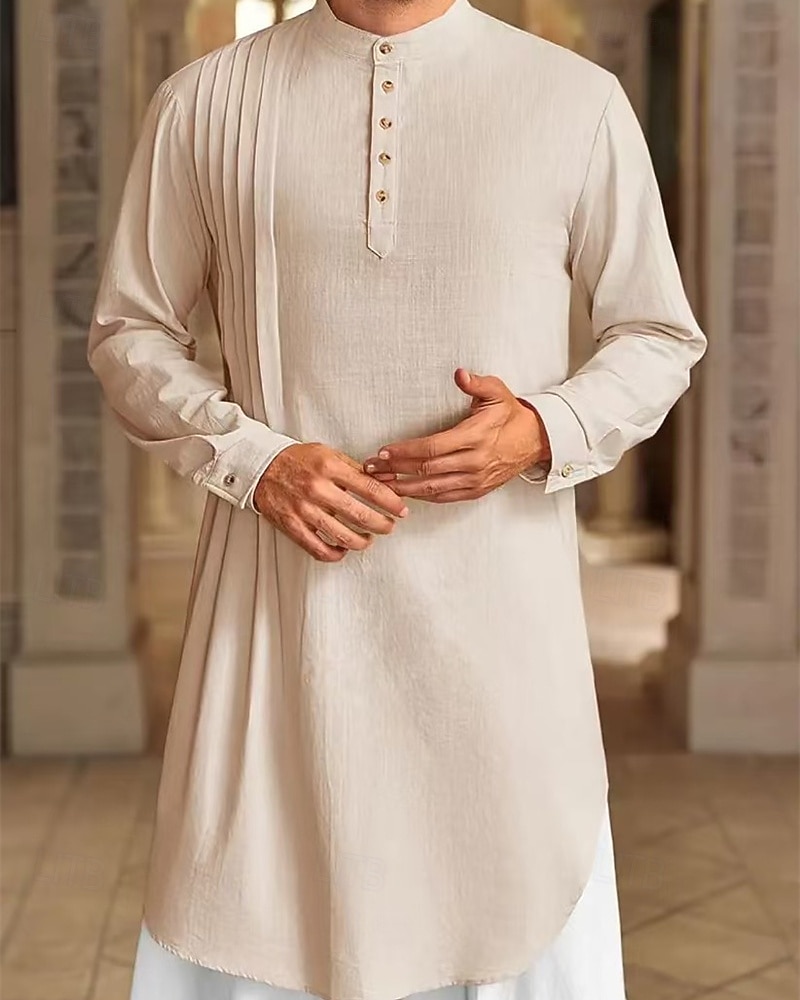 Homme Loungewear Chemise de Nuit Uni Élégant Confort Maison Quotidien Coton Respirant Col montant manche longue Printemps Automne Noir Blanche de 2026 ? $30.99 –P16