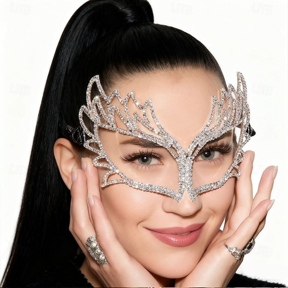 Máscara de antifaz de cristal con diamantes de imitación para mujer: una lujosa máscara brillante con diseño de alas, ideal para bailes de máscaras, graduaciones o fiestas de disfraces. 2026 - $24.99 –P2