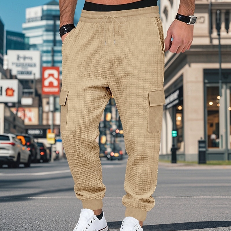 Bărbați Pantaloni de sport cargo Pantaloni Sport Joggeri Pantaloni Pantaloni Waffle Cordon Buzunar Talie elastică Simplu Confort Απαλό Zilnic În aer liber Concediu Vacanță Modă Negru Verde Militar 2026 - $25.99 –P18