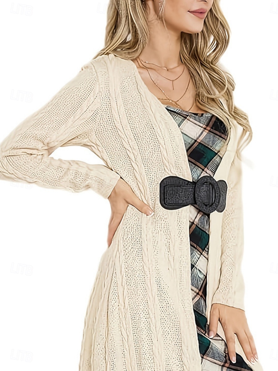 Γυναικεία Πουλόβερ Φόρεμα πουλόβερ Καθημερινό Μαλακή Μονόχρωμες Κοτλέ Στρογγυλή Ψηλή Λαιμόκοψη Κουρελού Πλεκτό Στάμπα Μακρυμάνικο Μακριές μπλούζες Πλέκω ΕΞΩΤΕΡΙΚΟΥ ΧΩΡΟΥ Καθημερινά Σαββατοκύριακο 2026 - $67.99 –P6