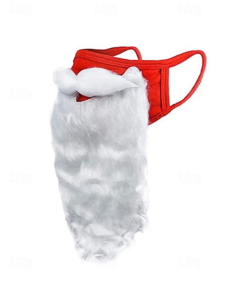 Мужской рождественский комплект из шапки Санты и маски с бородой, красная плюшевая шапка с белым мехом, удобная маска для лица, аксессуар для праздничного костюма для рождественских вечеринок и праздничных мероприятий 2026 - $11.99 –P6