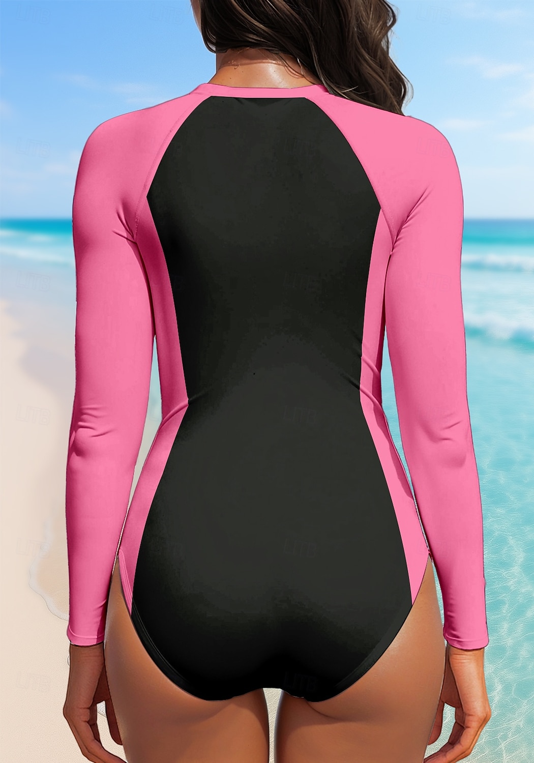 Women's Rash Guard Color-blocking Zip Up UPF50+ Quick Dry Lightweight Long Sleeve Bodysuit Swim Shirt Surfing Canoeing Beach Summer 2026 - $30.99 –P2