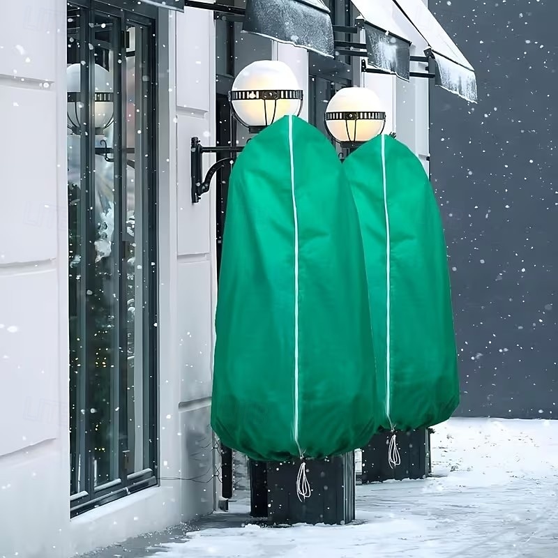 Conjunto de 3 capas protetoras para plantas contra geadas, grandes sacos verdes resistentes ao gelo com fecho de zíper e cordão, proteção de inverno para árvores e arbustos no jardim, ideais para de 2025 por $13.49 –P12