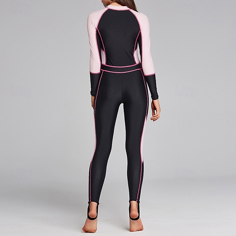 Dames Rashguard voor het hele lichaam Eendelig surfpak Kleurblokkering met ingebouwde bh UPF 50+ Buikcontrole Lange mouw Duikpakken Surfen Kanoën Snorkelen Winter 2026 - $52.99 –P6