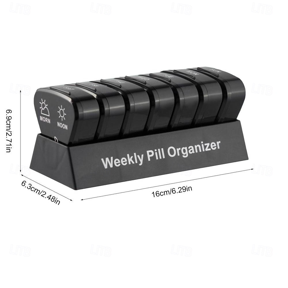 Týdenní organizér na léky 3krát denně, 7denní trojúhelníková krabička na léky s 21 přihrádkami, plastové pouzdro na léky z polypropylenu na ráno, poledne a večer, snadno otevíratelný týdenní držák na 2026 - $13.99 –P4