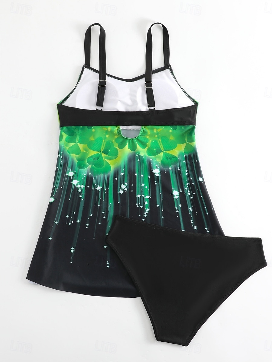 Kvinnors tankini 2-delad baddräkt sexig mage kontroll hög midja smal rygglös semester strandkläder ombre u-hals ärmlös baddräkt 2026 - $19.99 –P2