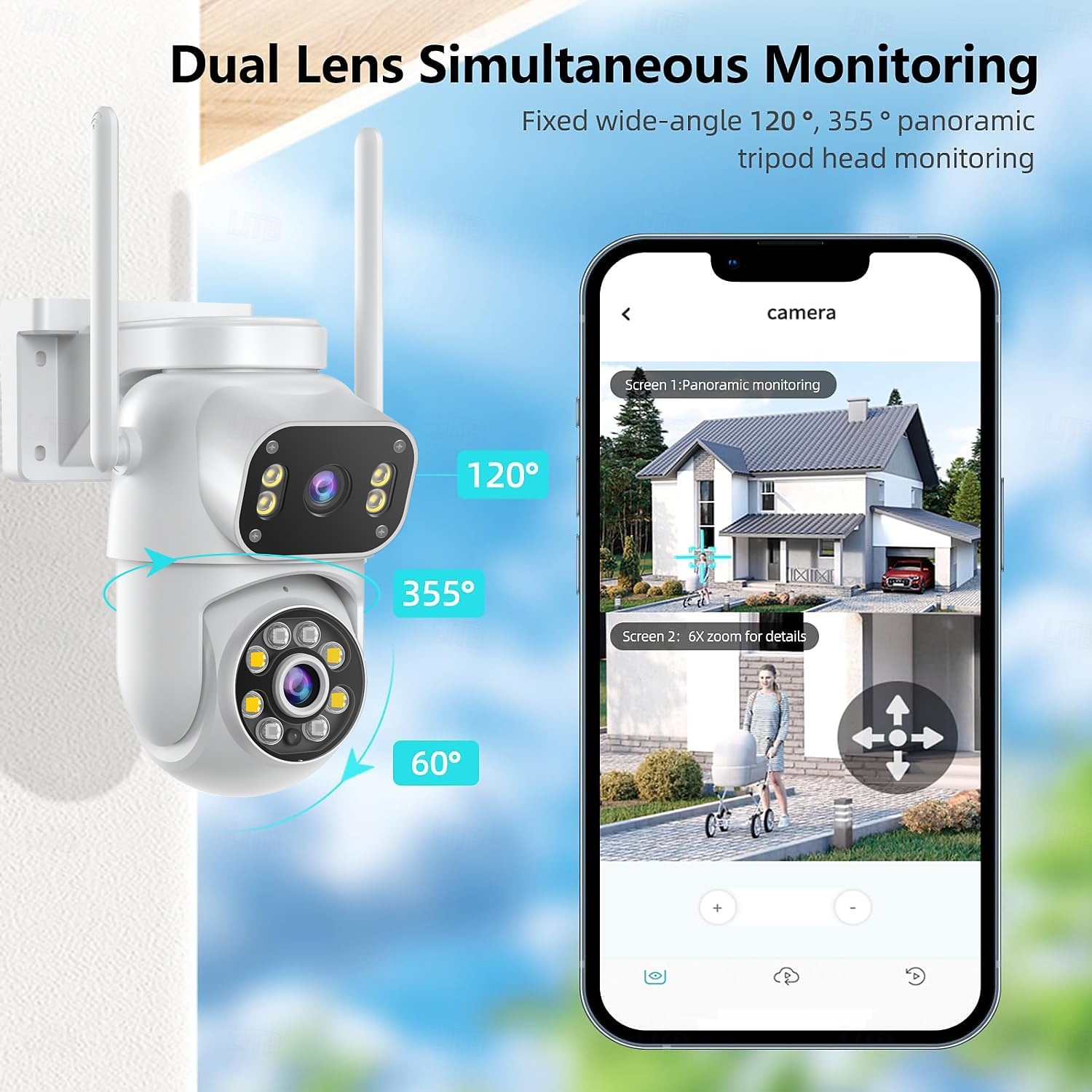 Outdoor Surveillance Camera 360 Pan-Tilt WiFi 4MP Full HD Audio/Visual Alarms & Light Motion Detection IP66-Rated Night Vision 10x Zoom Two-Way Audio SD Card/Cloud Storage Super Easy Installation 2025 - $35.99 –P2
